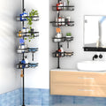 Retractable bathroom storage rack with four tiers and hole-free installation