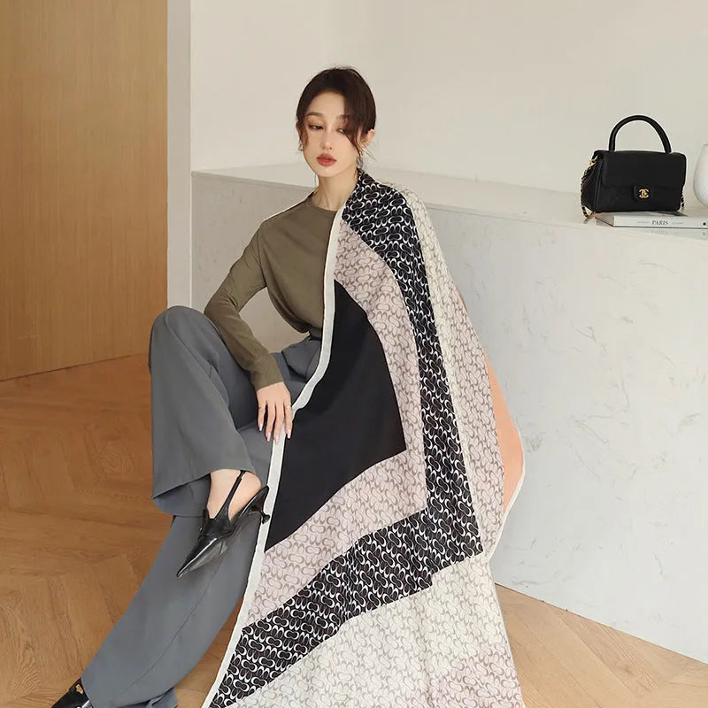 Vintage printed polyester scarf in a choice of three styles, shown in mid-length 180cm by 90cm size.