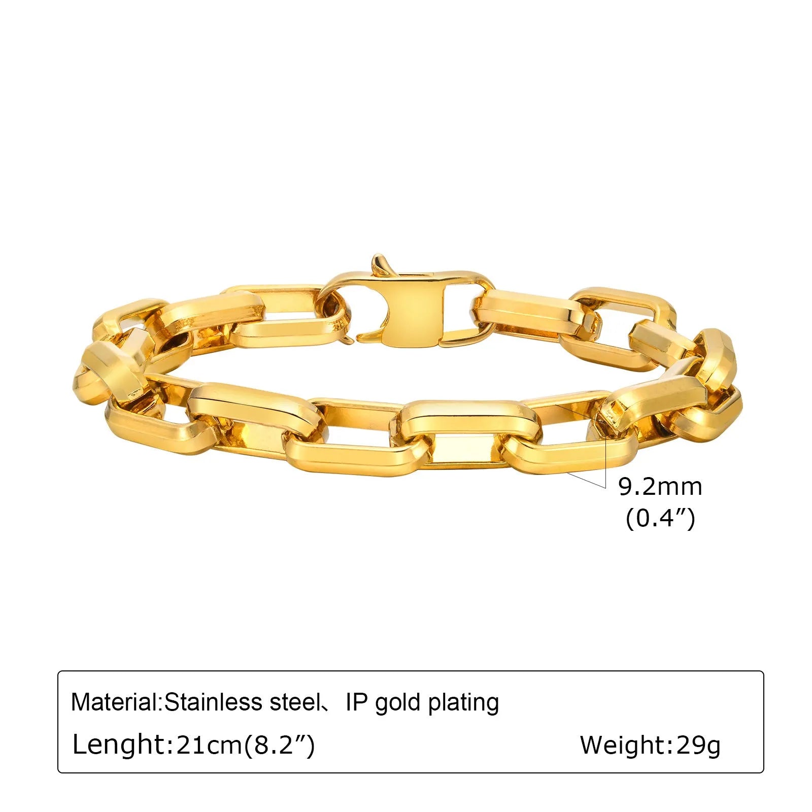 Titanium steel men's bracelet with square chain design in electroplated finish