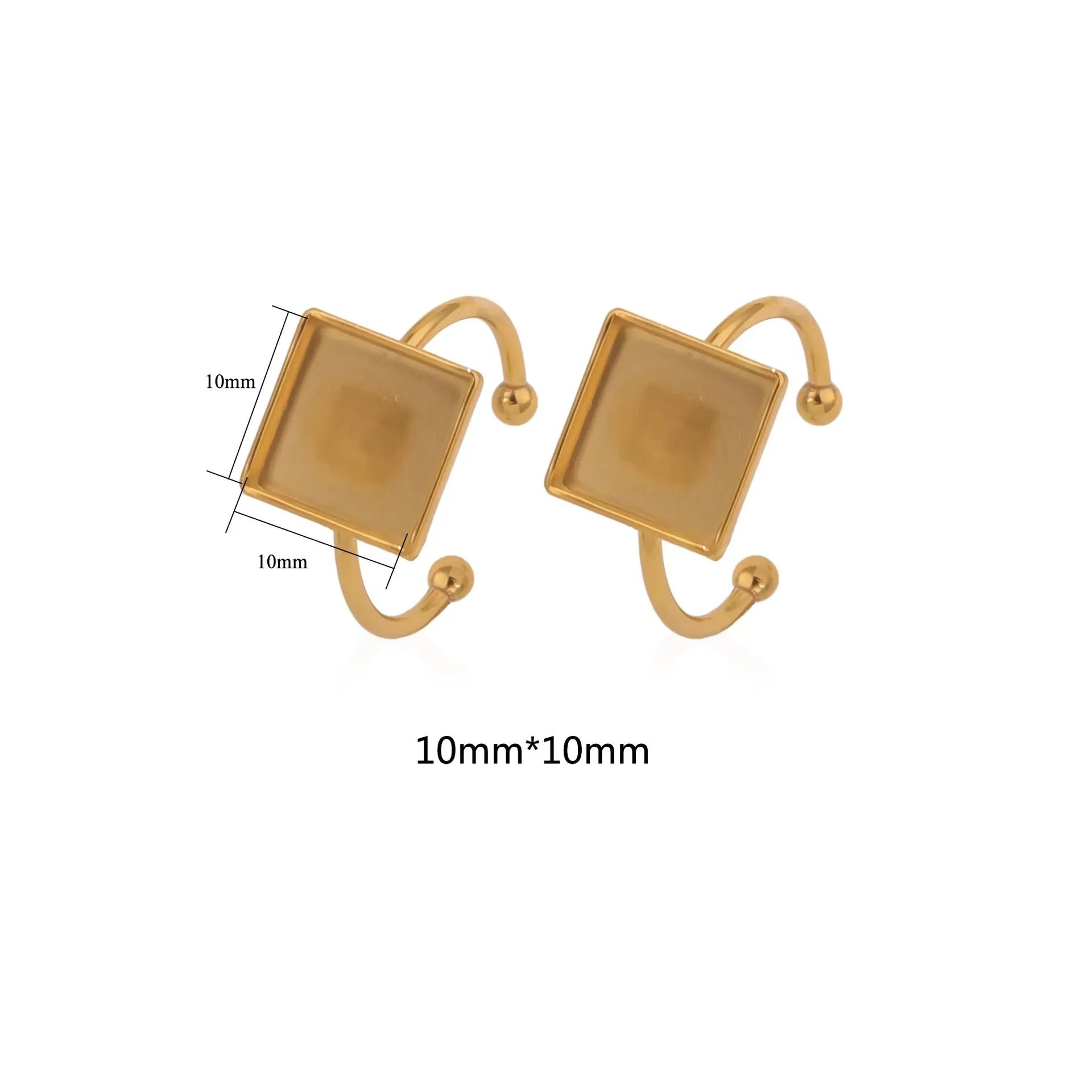 Golden electroplated stainless steel ring setting for DIY jewellery making in totem pattern design