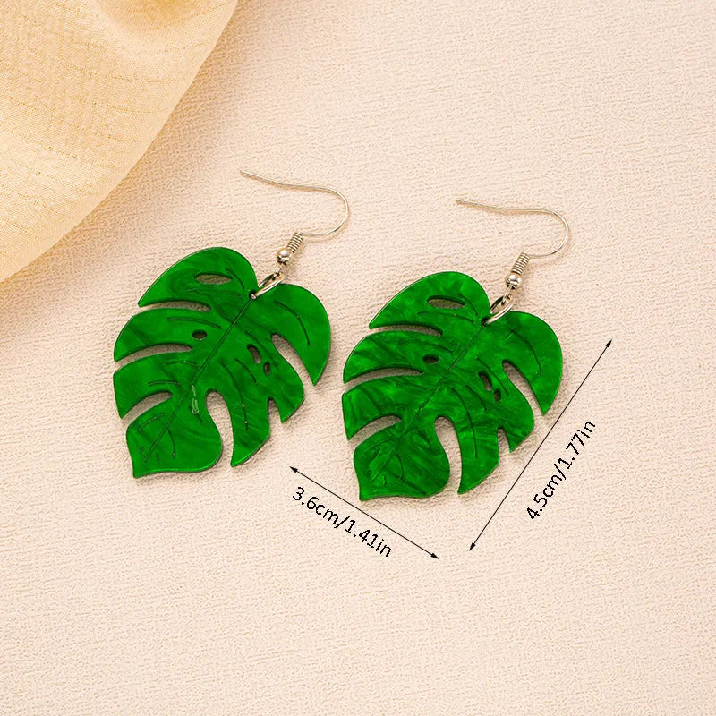 Acrylic drop earrings with coconut and jackfruit design on alloy hooks in various colour styles.