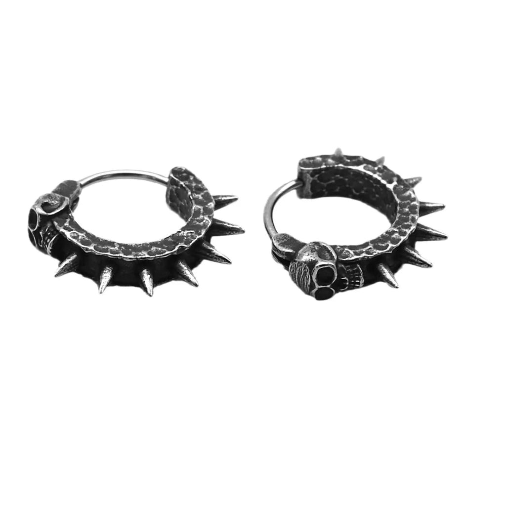 Copper plastic punk motorcycle geometric earrings in retro black alloy
