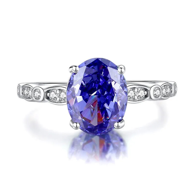 Sterling silver heart ring with ice flower cut zircon stone in Tan Sang colour