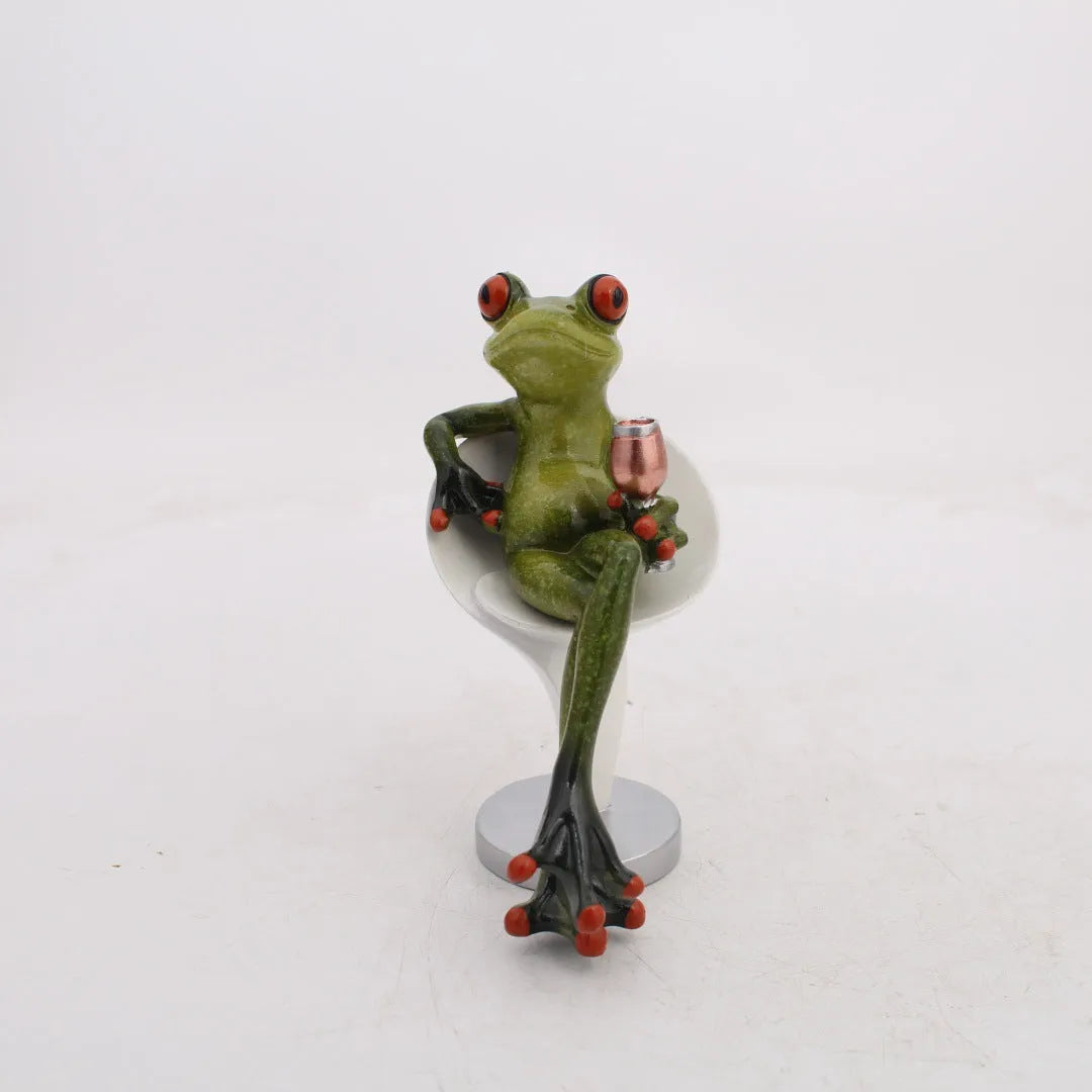 Pastoral style synthetic resin frog figurine home decoration ornament
