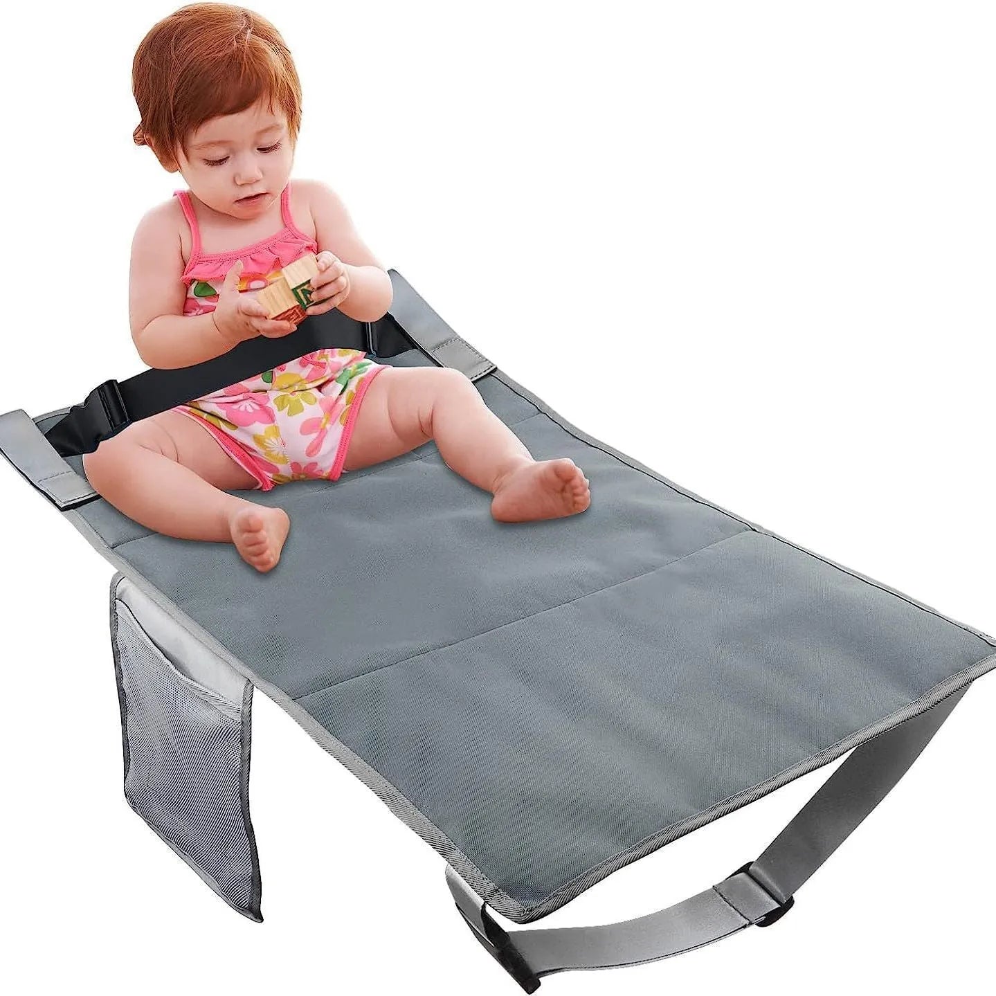 Portable children's aircraft pedal seat extender in nylon with included drawstring carry pouch