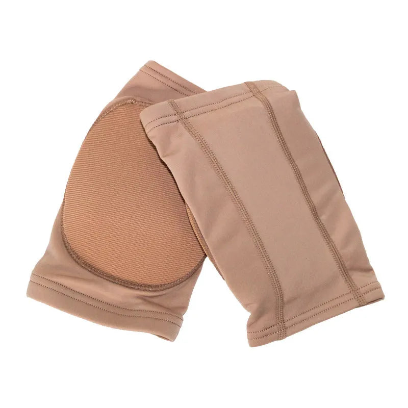 A pair of knee pads for ballet and yoga, shown in either black or skin colour, with size options from XS to XL.