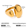 Geometric open stainless steel ring for women with electroplated finish