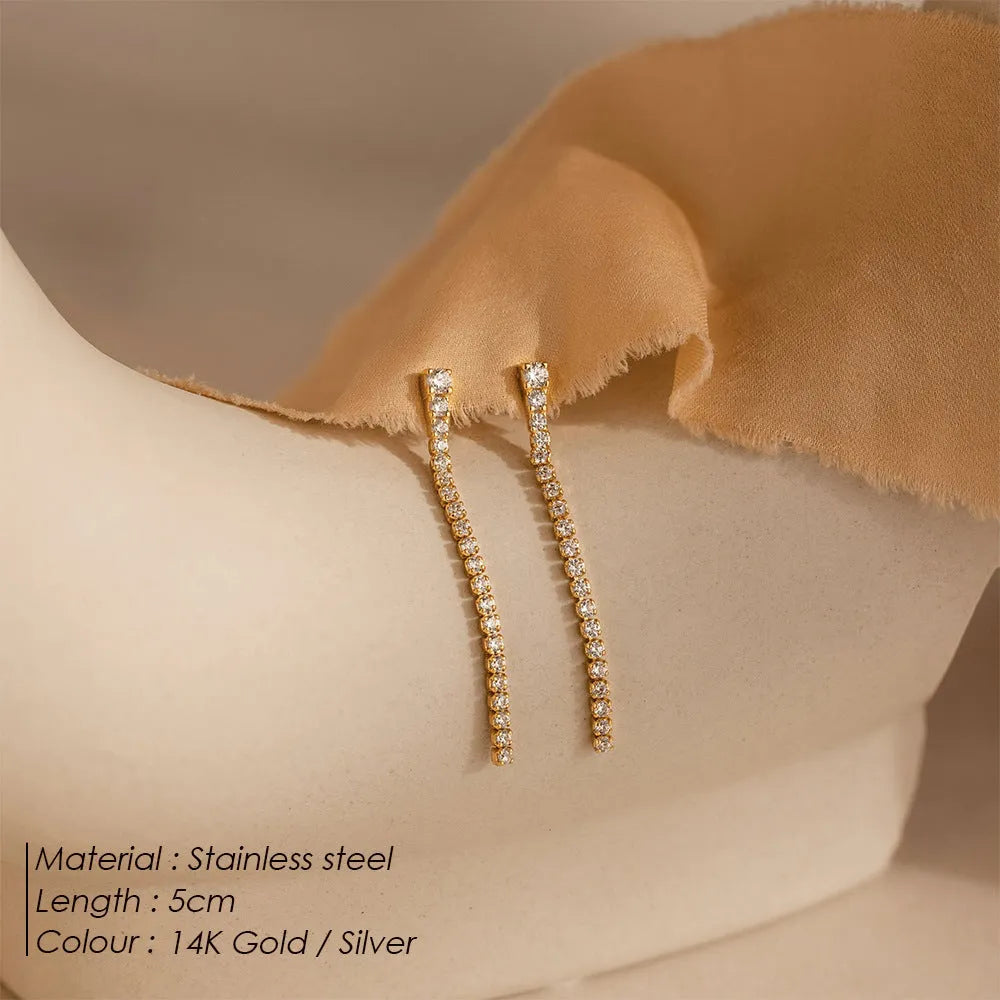 Women's geometric line earrings with Chinese style elements in stainless steel gold or steel colour