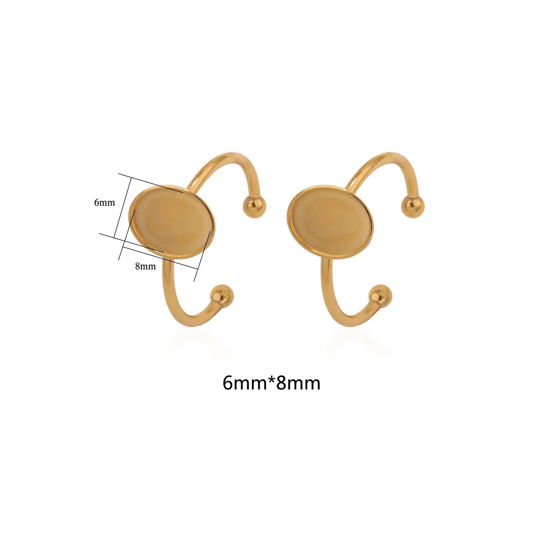 Golden electroplated stainless steel ring setting for DIY jewellery making in totem pattern design