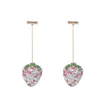 Geometric strawberry-shaped drop earrings for women in red zinc alloy.