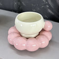 Ceramic coffee set with 250ml cup and dish in solid colour options including bean green, coffee brown, and pink