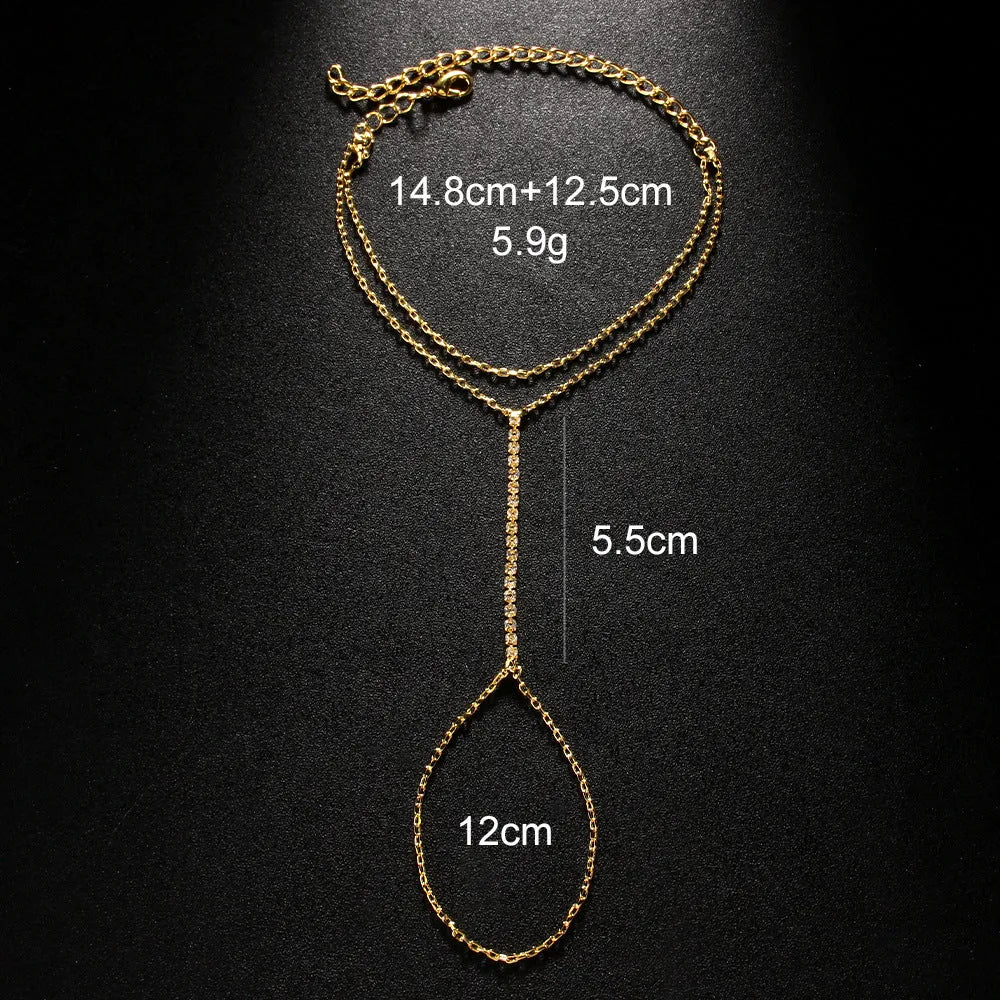 Women's Bohemian rhinestone bracelet with geometry design in gold or silver alloy