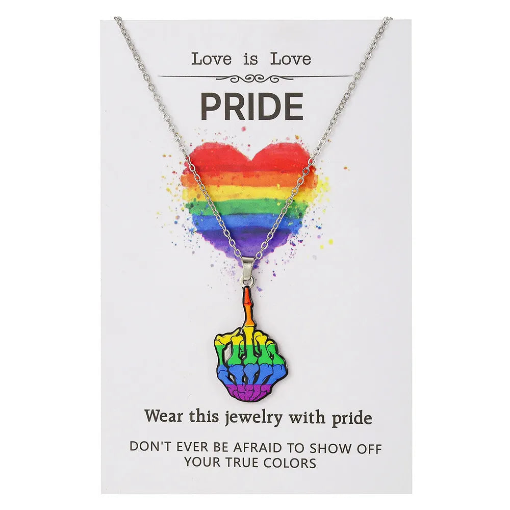 Stainless steel inspirational necklace and bracelet set with colour printing motivational designs
