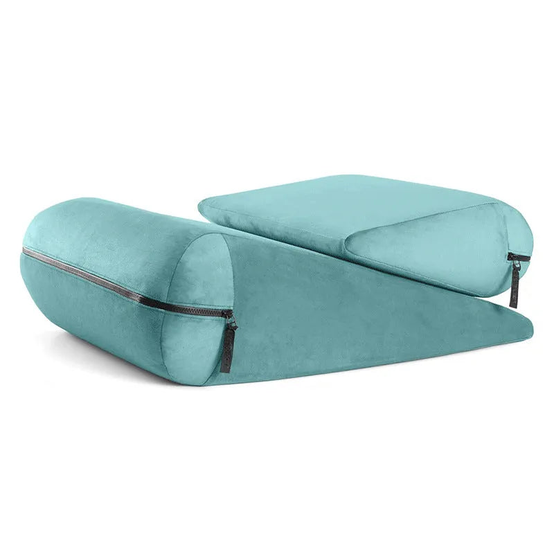 A large grey triangle-shaped cushion with an embroidered textured surface, showcasing its 68cm length.