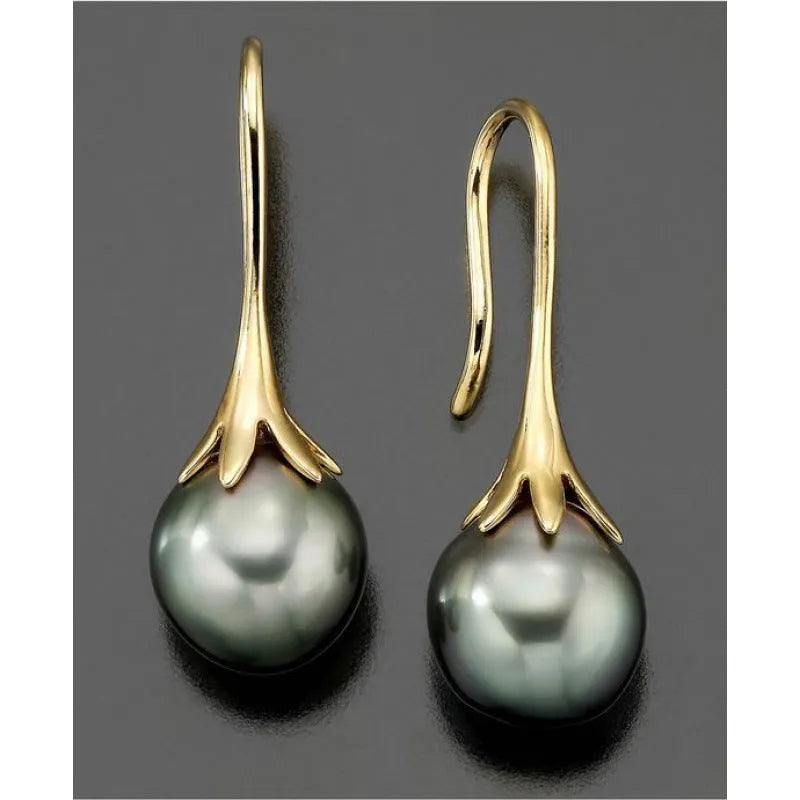 Gold electroplated alloy earrings with retro fashion design for women