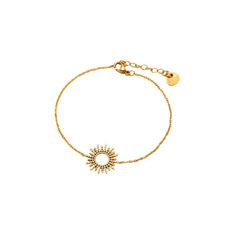 Sunflower Series women's gold 14K stainless steel geometric chain necklace and bracelet set