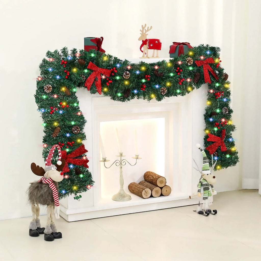 PVC rattan Christmas cane decoration with pine cone and bow design in European modern art style