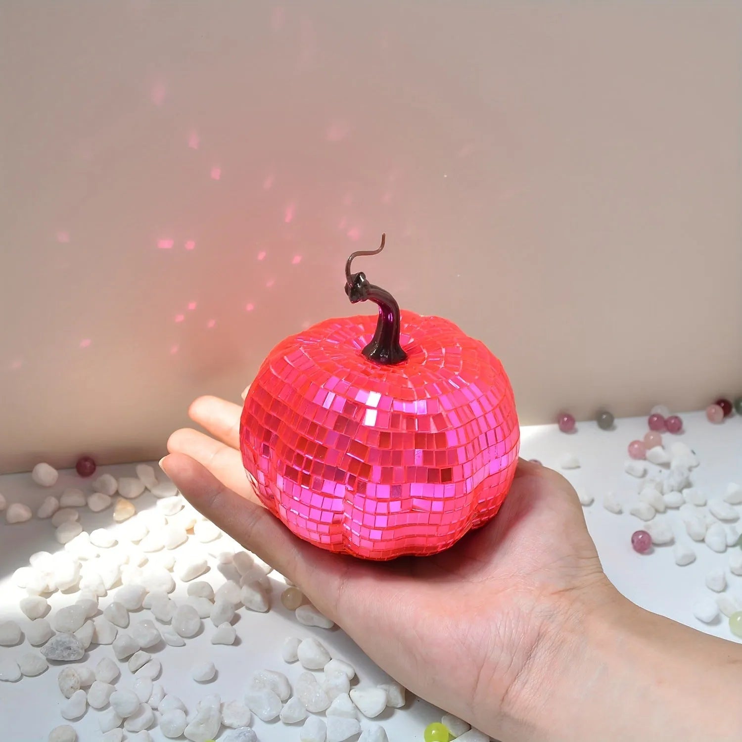 Halloween decoration mirror glass pumpkin ornament with bionic design in Chinese style