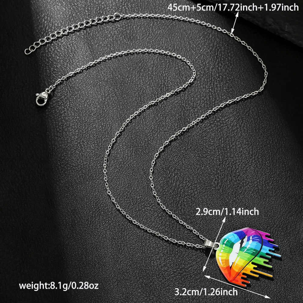 Stainless steel inspirational necklace and bracelet set with colour printing motivational designs