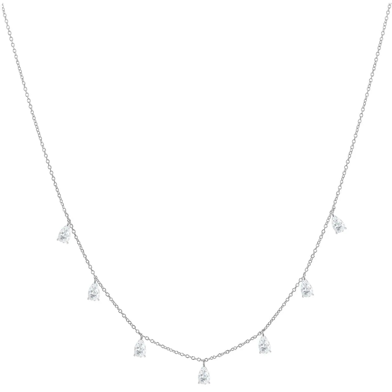 925 sterling silver drop-shaped necklace with artificial zircon on an adjustable O-chain in silver, rose gold, or gold.