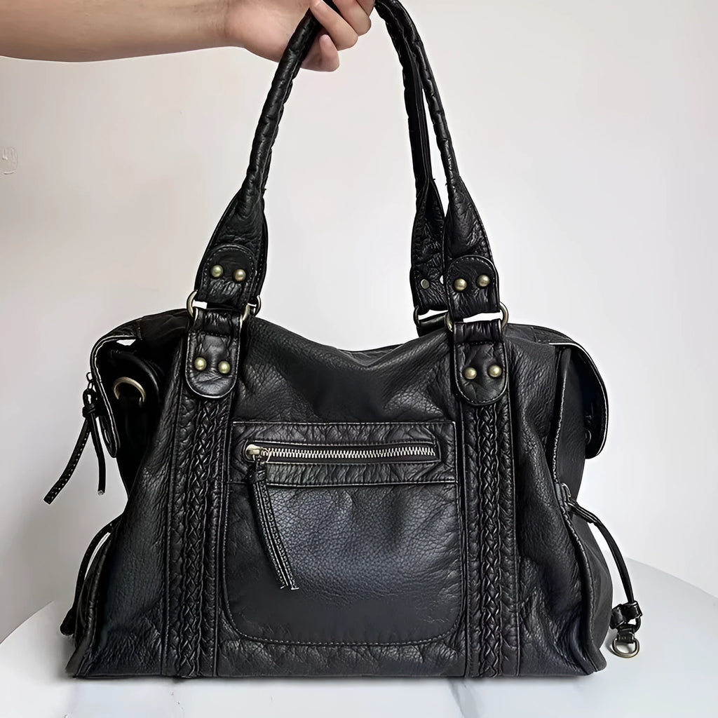 Brown retro women's messenger bag with woven PU leather and single shoulder strap