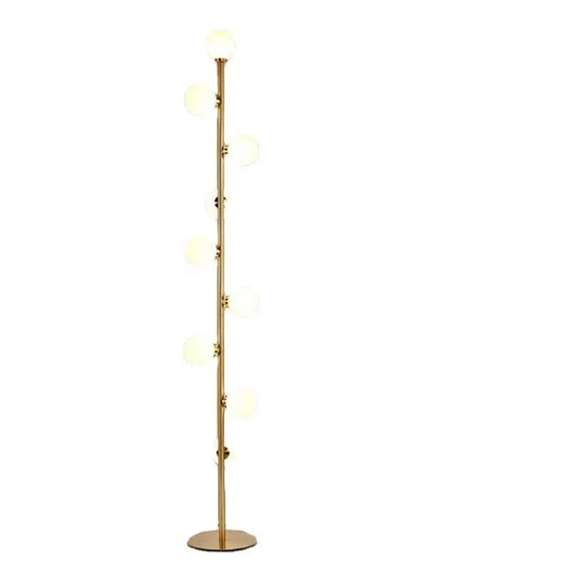 Modern minimalist floor lamp with wrought iron frame and glass elements, 154cm tall with adjustable lighting modes