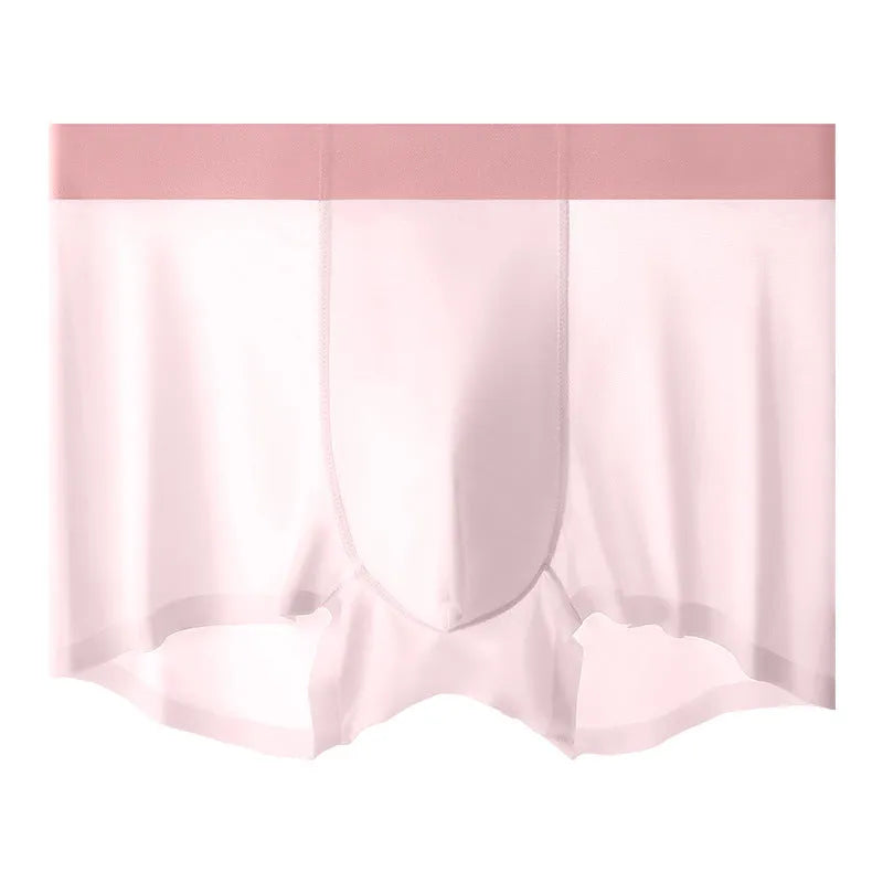 Men's ice silk antibacterial shorts in solid colours with seamless design and mid waist.