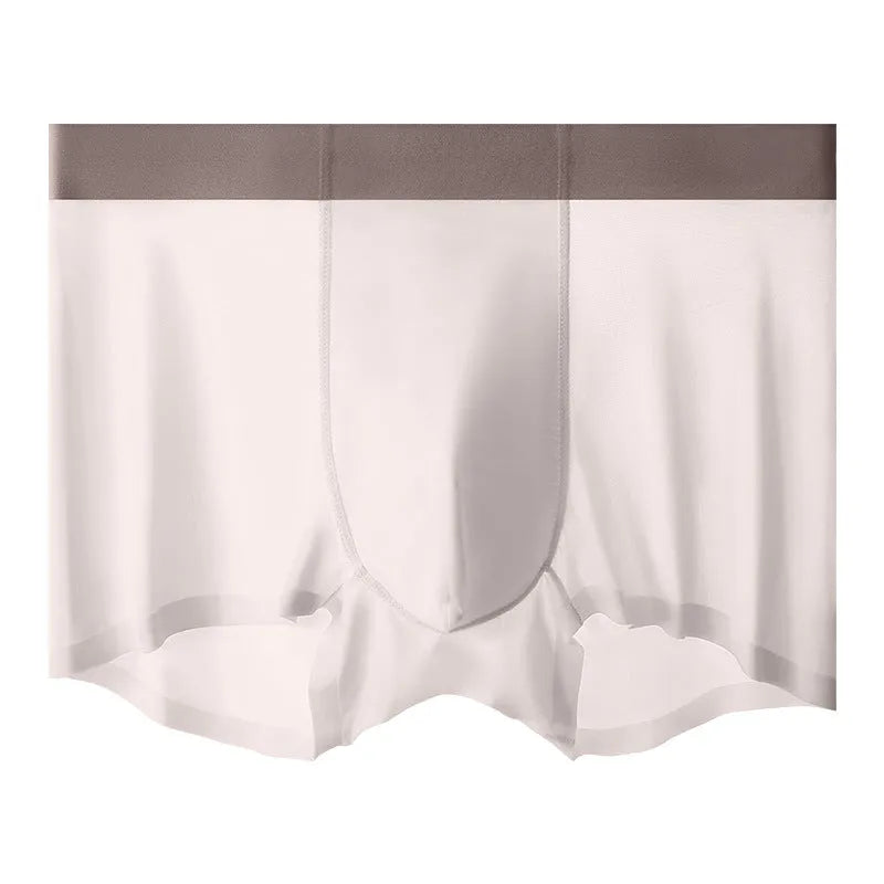 Men's ice silk antibacterial shorts in solid colours with seamless design and mid waist.