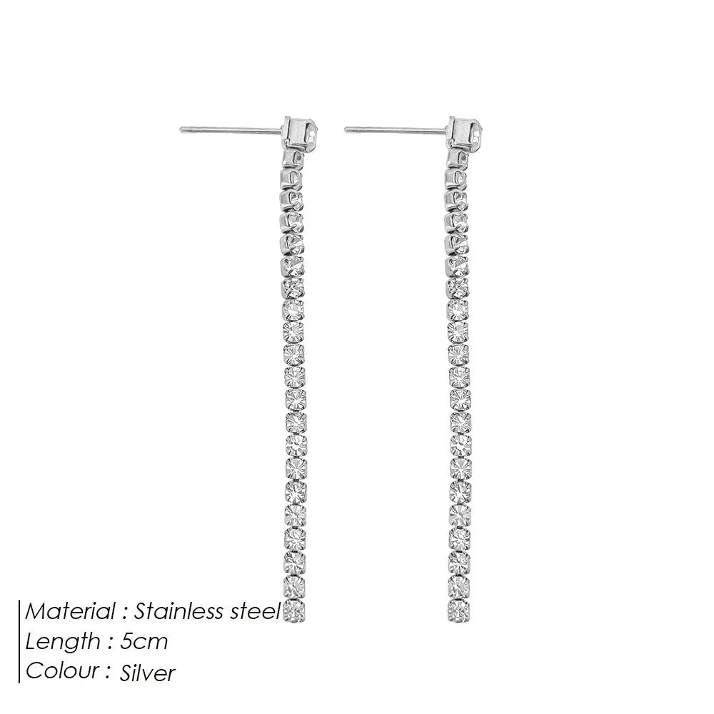 Women's geometric line earrings with Chinese style elements in stainless steel gold or steel colour