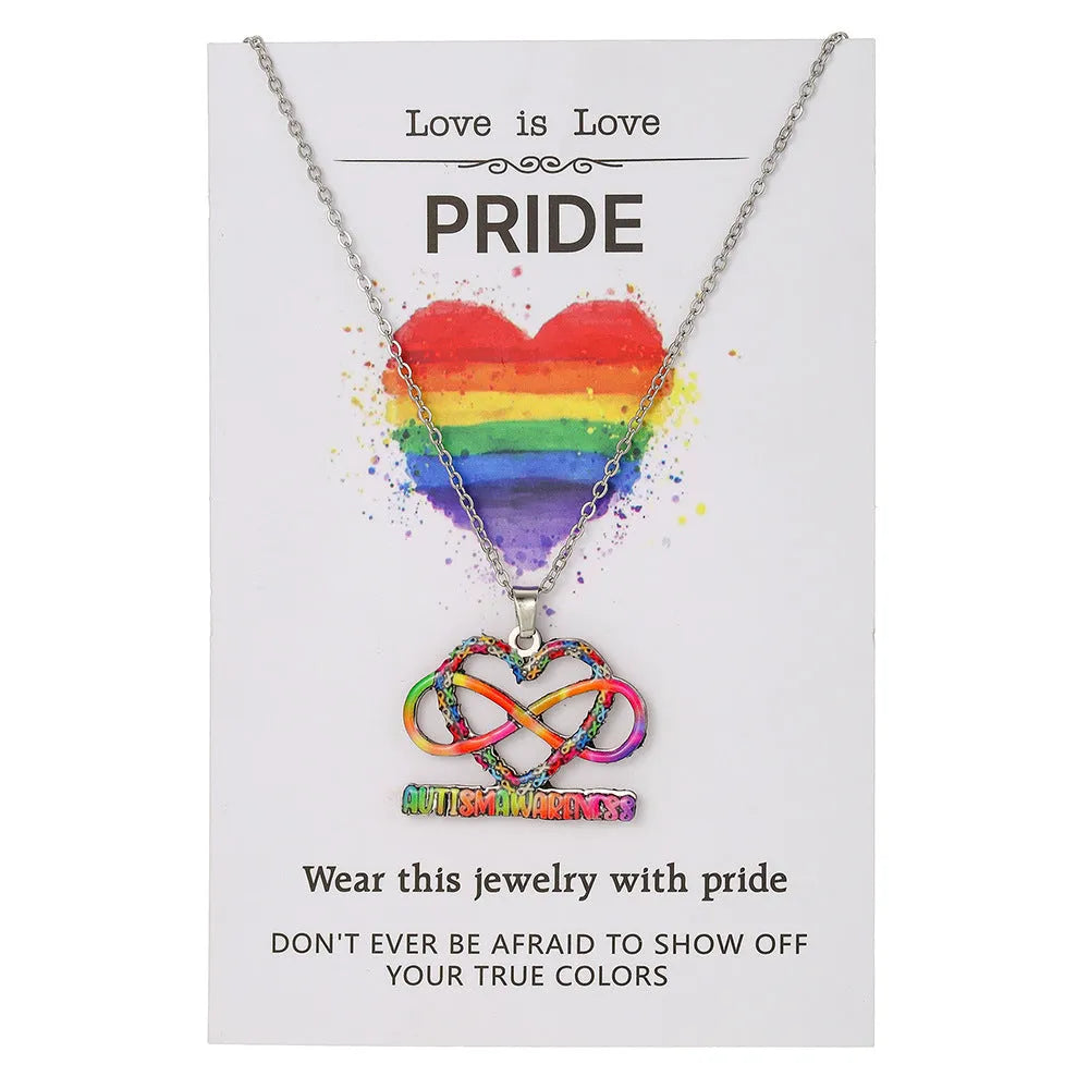 Stainless steel inspirational necklace and bracelet set with colour printing motivational designs