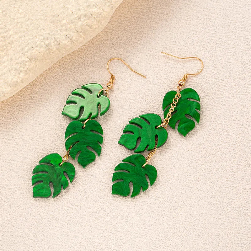 Acrylic drop earrings with coconut and jackfruit design on alloy hooks in various colour styles.