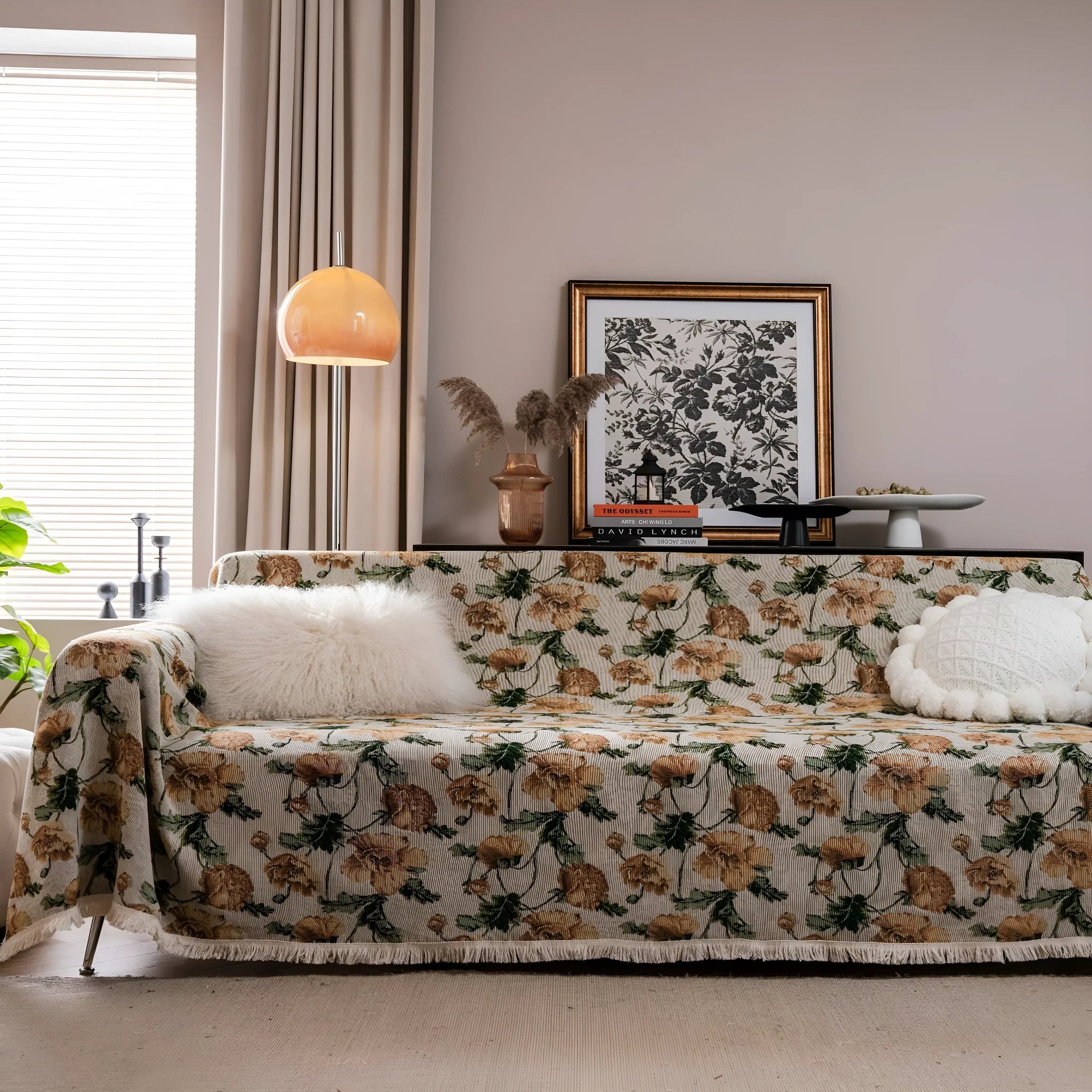 American country style jacquard sofa cover with floral pattern in cherry or green protecting furniture from pets