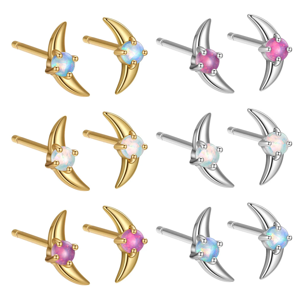 Women's geometric earrings in 925 silver with electroplated finish and stone accents