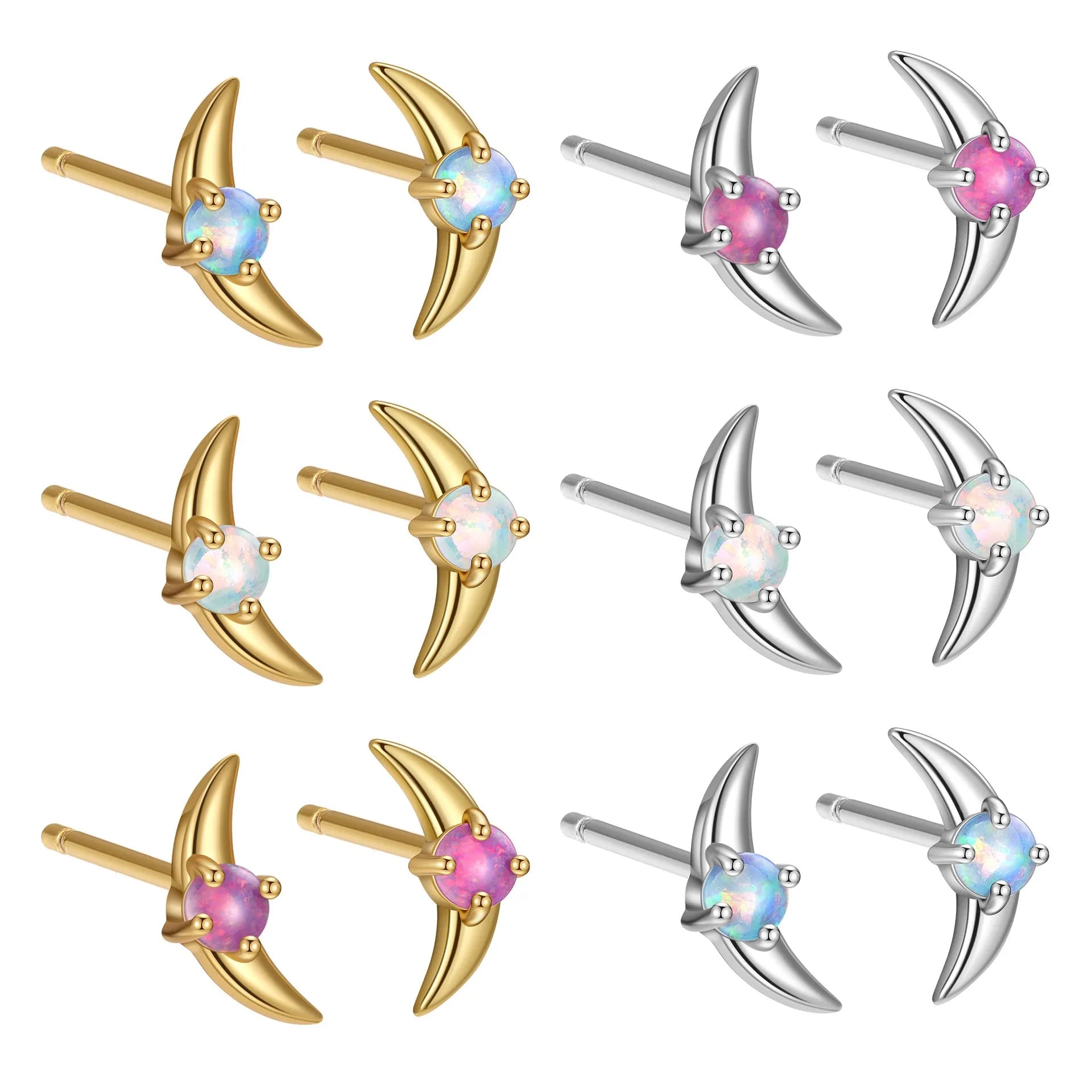 Women's geometric earrings in 925 silver with electroplated finish and stone accents
