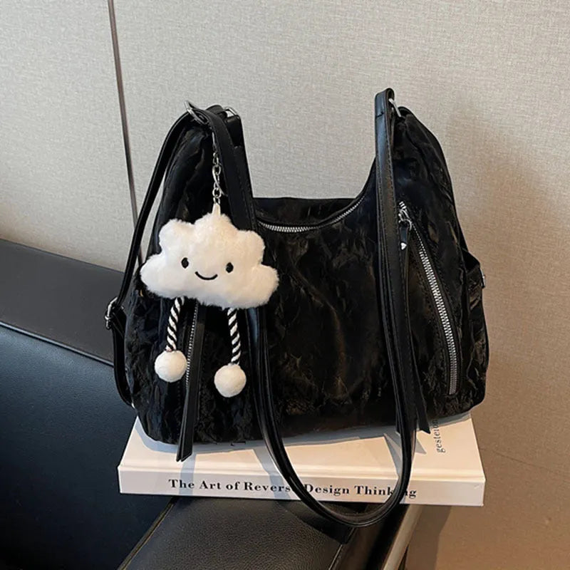 Women's soft PU fashion backpack in black, milky white, silver or blue colours