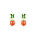925 sterling silver persimmon red drop stud earrings for women New Chinese style