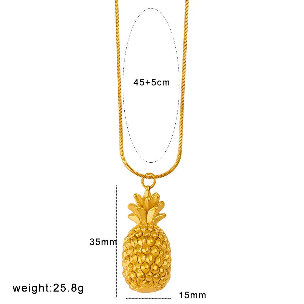 Stainless steel fruit necklace pendant with fruit-shaped charm on regular chain