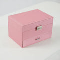 European style leather jewellery storage box in hard case design with solid colour exterior