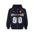 Women's loose hooded jacket with retro letter embroidery in cotton blend fabric