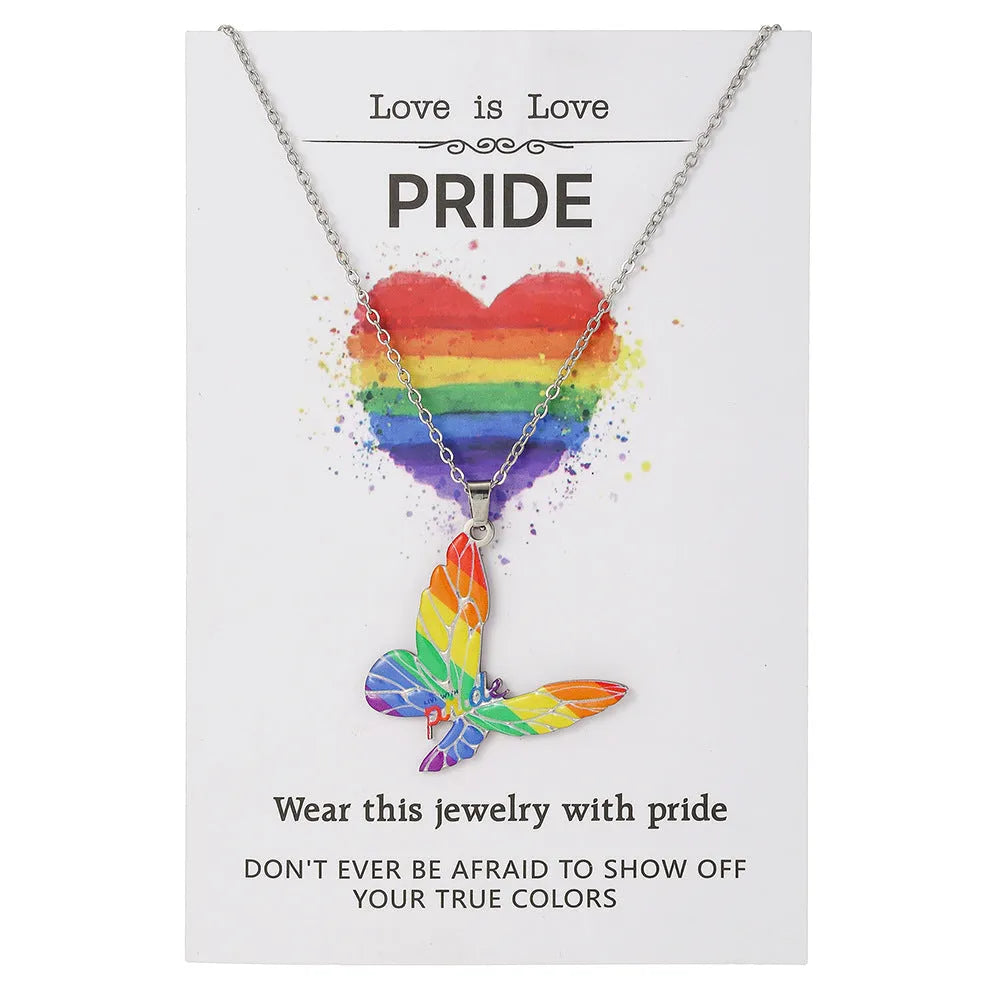 Stainless steel inspirational necklace and bracelet set with colour printing motivational designs