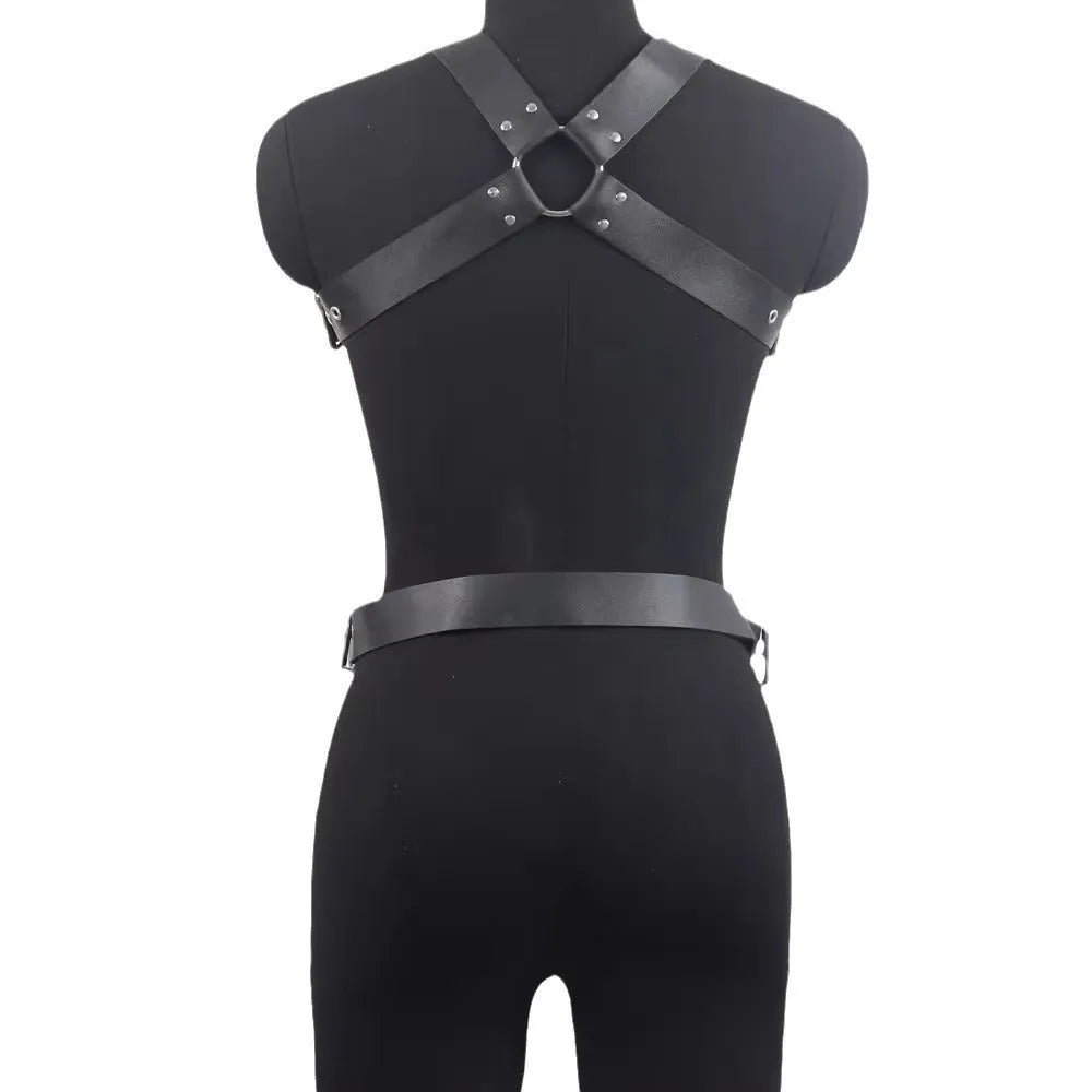 Black patent leather waist trainer belt with pin buckle, shown on a white background.