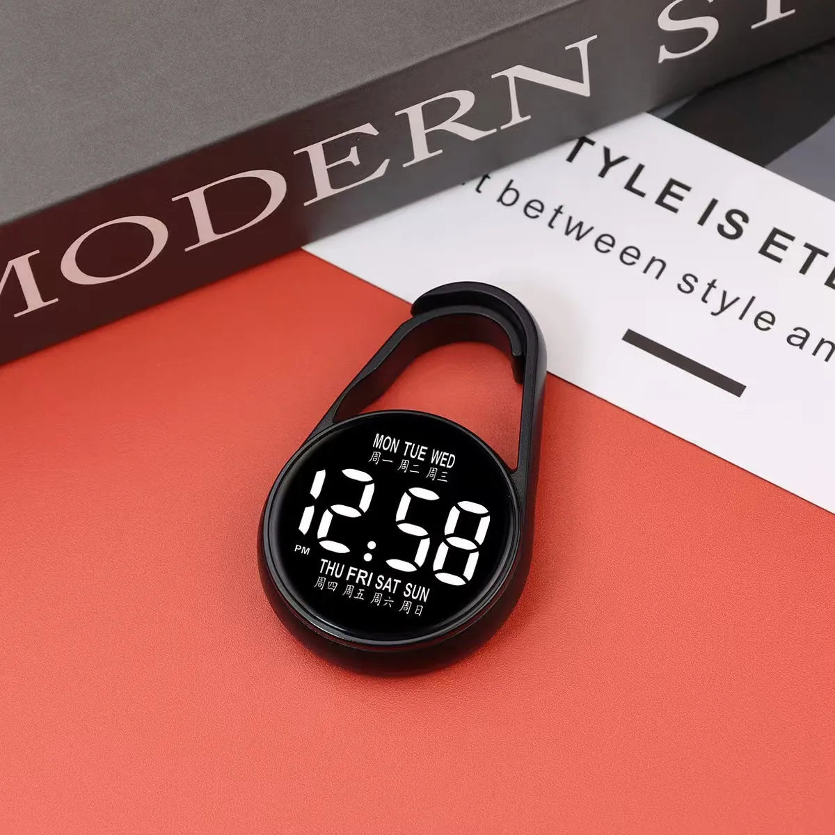 Digital LED wristwatch with luminous display and plastic strap in various colour options