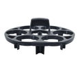 Black plastic egg holder rack with retainer for kitchen storage.