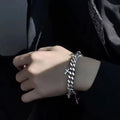 Men's geometric titanium steel cross bracelet with cold wind style design on wrist