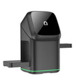 Black mobile phone magnetic wireless charging stand showing 180-degree rotation adjustment