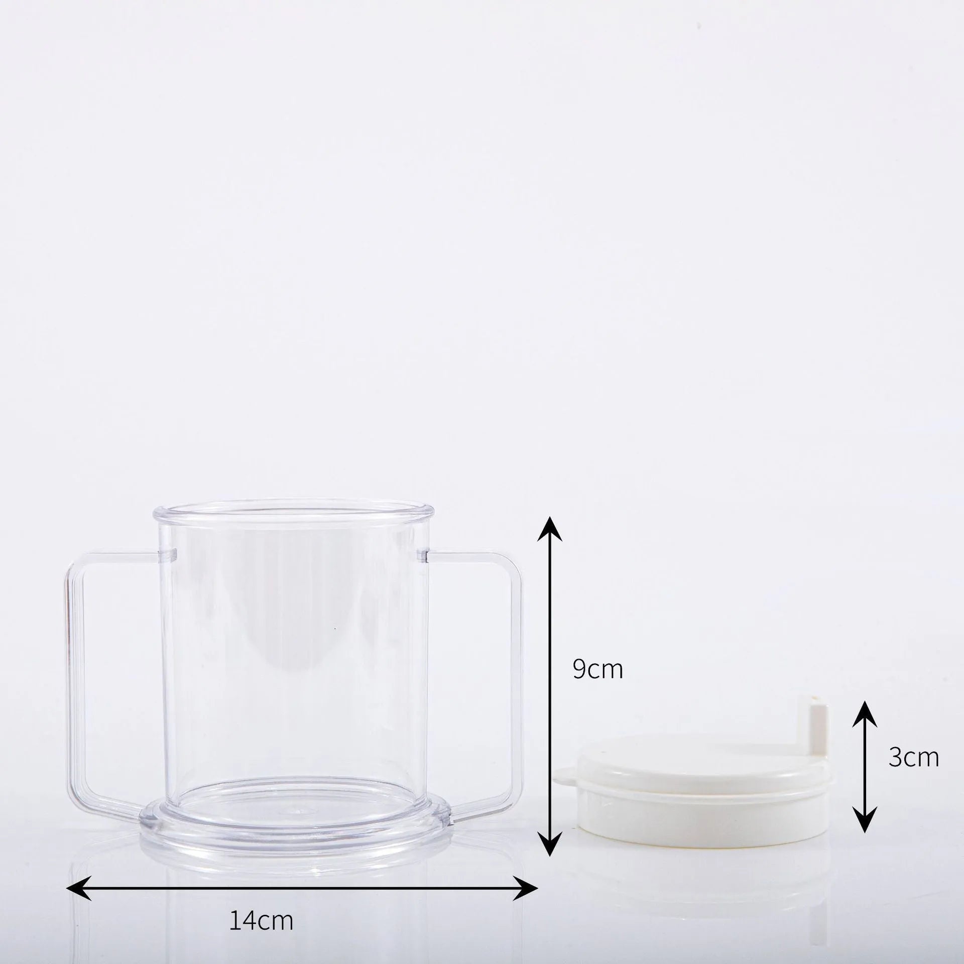 Transparent spill-proof drinking cup showing clear PP construction with modern design