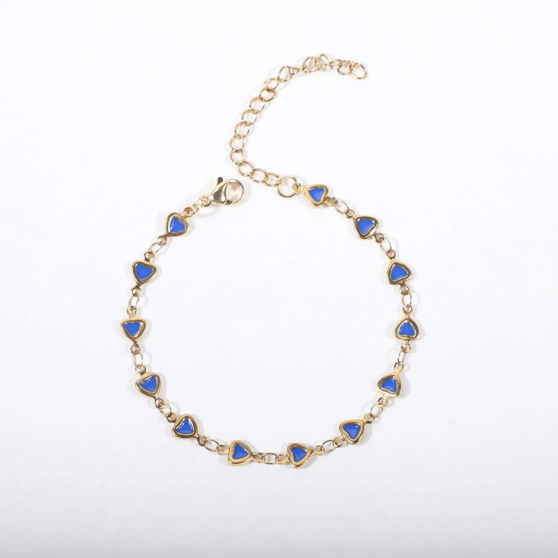 Stainless steel bracelet with heart design and gold plating in multiple colour options