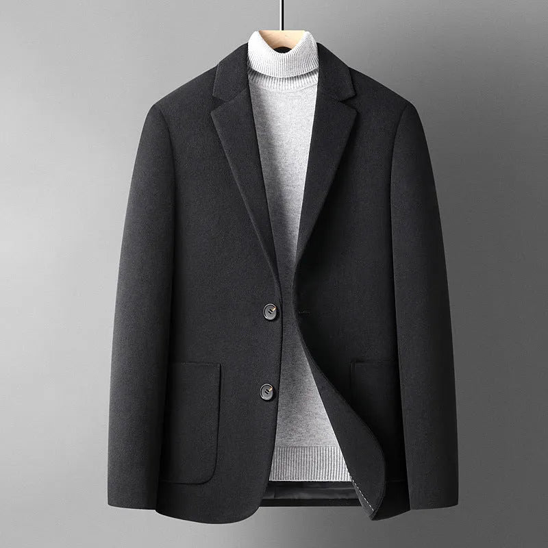 Men's slim fit wool suit jacket in grey colour for autumn and winter leisure wear