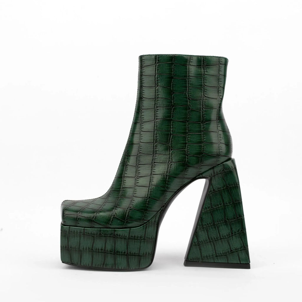 Women's ankle boots with super high heel in artificial PU leather, showing colour options