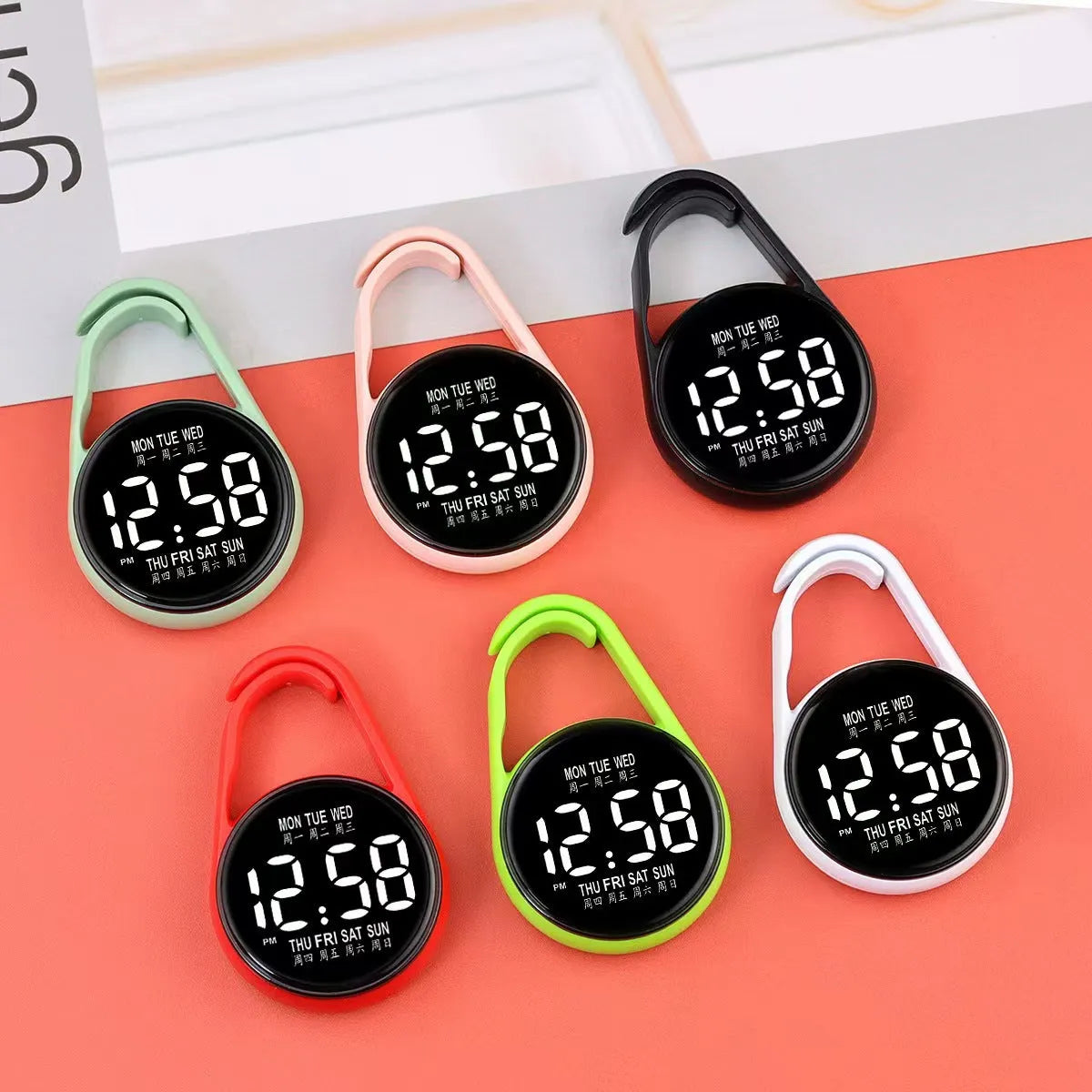 Digital LED wristwatch with luminous display and plastic strap in various colour options